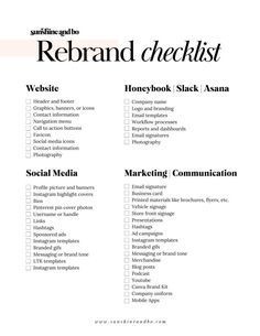 a checklist is shown with the words're brand checklist'in black and white