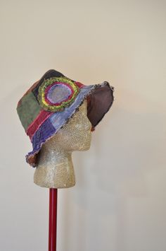 Dyed Denim, Rustic Orange, Beach Bucket, Blue Dye, Lucky Ladies, Ice Dyeing, Upcycled Denim, Recycled Denim, Beach Hat