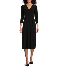 Shop for Investments Soft Separates V-Neck 3/4 Sleeve Faux Wrap Midi Dress at Dillard's. Visit Dillard's to find clothing, accessories, shoes, cosmetics & more. The Style of Your Life. Dresses Women Over 50, Dress For Petite Women, Work Dresses For Women, Womens Fall Dress, Wrap Midi Dress, Faux Wrap Dress, Petite Dresses, Dillard's, Fall Dresses