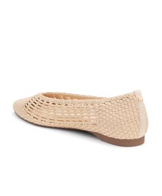 Our neutral pointed-toe ballet flat is crafted of luxurious faux leather. This breathable shoe includes an intricate lattice woven design that takes our artisans up to three and a half hours to weave, utilizing over 100 expertly cut straps. We covered our footbeds with a soft breathable leather lining for added durability and comfort. This flat is complete with our signature grosgrain backtab and gold Birdies logo. | The Goldfinch - Dawn Woven Birdies Flats Chic Woven Leather Flats With Round Toe, Beige Woven Leather Flats, Summer Ballet Flats With Woven Leather And Round Toe, Summer Woven Leather Ballet Flats With Round Toe, Spring Woven Leather Flats With Round Toe, Elegant Pointed Toe Flats With Textured Sole For Spring, Spring Slip-on Woven Leather Flats, Spring Flats With Intrecciato Weave And Round Toe, Spring Casual Ballet Flats With Woven Sole