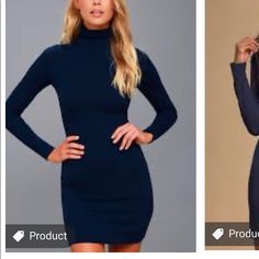 Navy Blue Brand New With Tags Turtle Neck Dress With Long Sleeves Very Soft And Comfortable Blue Bodycon Dress For Winter Night Out, Winter Blue Bodycon Dress For Night Out, Navy Fitted Winter Dress, Blue Mini Dress For Winter, Blue Long Sleeve Bodycon Dress For Fall, Blue Bodycon Dress For Fall, Blue High Neck Mini Dress, Casual Blue Bodycon Dress For Fall, Fall Blue Bodycon Dress For Date Night