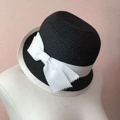 Vtg Toucan Deco Retro Black Cloche With White Bow Step Back In Time To The Roaring Twenties With This Adorable High Quality Cloche Hat. Sweet Close Fitting Hat With A Tiny Turned Up Brim To Accent A Freshly Trimmed Bob. Wide White Grosgrain Ribbon Bow On A Black Flexible Hi Quality Straw Like Fabric. Excellent Condition Need More Specifics? Just Ask I Am Happy To Help Offers Welcome Vintage Black Mini Hats For Summer, Classic Black Adjustable Cloche Hat, Black Vintage Cloche Hat With Wide Brim, Vintage Black Cotton Hat, Black Vintage Cloche Hat, Grosgrain Ribbon Bows, Roaring Twenties, White Bow, Cloche Hat