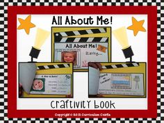 an all about me craftivity book with three pictures and the words'all about me '