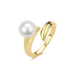 6-7mm Freshwater Pearl & Ariadne Ring - House Of Pearls Elegant Open Pearl Ring, Classic Pearl White Open Ring Jewelry, Classic Adjustable Gold Pearl Ring, Elegant Open Pearl Ring For Anniversary, Elegant Pearl White Open Pearl Ring, Elegant Pearl White Open Ring, Classic Formal Pearl Open Ring, Formal Open Pearl Ring, Classic Formal Open Pearl Ring