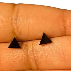 Small Stainless Steel Black Triangle Stud Earrings You Will Be Getting A New Pair Black Triangle Earrings, Edgy Black Earrings For Gift, Triangle Stud Earrings, Earrings Triangle, Triangle Earrings Stud, Triangle Studs, Triangle Earrings, Earrings Black, Black Earrings