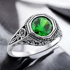 Vintage Vivid Green Emerald Cz In 925 Solid Sterling Silver Solitaire Filigree Ring. Stamped 925. Excellent Condition, Satisfaction Guaranteed! Classic Silver Crystal Ring With Birthstone, Silver May Birthstone Ring For Formal Occasion, Silver Sterling Silver Emerald Ring With Round Cut, Silver Hallmarked Birthstone Ring For May, Classic Cubic Zirconia May Birthstone Ring, Classic Cubic Zirconia Birthstone Ring For May, Silver Diamond Ring With May Birthstone In Round Cut, Silver Cubic Zirconia Diamond Ring For May Birthstone, Silver Cubic Zirconia Birthstone Ring For May