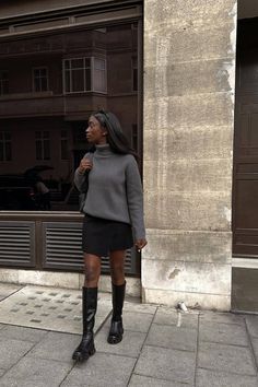 21 Riding Boot Outfits to Recreate This Fall | Who What Wear Tall Knee High Boots Outfit, Knee Height Boots Outfit, Riding Boots Office Outfit, Berkleigh Boots Outfit, Outfit With Long Black Boots, Skirt And High Boots Outfit, Black Skirt With Boots, Riding Boot Outfit, Black Tall Boots Outfit Fall