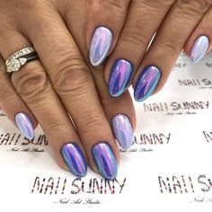 Nail Sunny, Acrylic Nails Natural, Purple Chrome Nails, Purple Chrome, Unghie Nail Art, Unicorn Nails, Holographic Nails, Fancy Nails