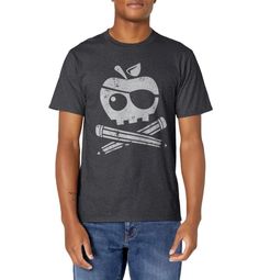 PRICES MAY VARY. Teachers, great shirt for Talk Like a Pirate Day on September 19. Cool teacher t-shirt to impress your students. Be the coolest Pirate Teacher. Great costume for teachers. This teacher's Halloween shirt will make you the coolest teacher with this apple and pencil jolly roger design t-shirt. This funny pirate shirt for teachers is great year round. Lightweight, Classic fit, Double-needle sleeve and bottom hem Trendy Fall T-shirt For School, Casual Streetwear T-shirt For Back To School, Black Cotton T-shirt For Back To School, Casual T-shirt For Back To School, Trendy School T-shirt For Fall, Casual Fall T-shirt For School, Black T-shirt For School In Fall, Black Fall School T-shirt, Casual Cotton T-shirt For Back To School