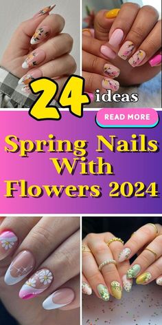 Spring Nails With Flowers, Nail Trends Winter, Nails With Flowers, Chic Nail Art, Spring Acrylic Nails, Blue Acrylic Nails, Spring Nail Designs, Daisy Nails, Spring Awakening