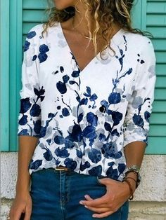 Long Sleeve Casual Floral Tops Streetwear Mode, Autumn T Shirts, Short Sleeve Shirt Women, Sleeves Clothing, Womens Tops Summer, Casual Tops For Women, Floral Print Tops, Women Shirts Blouse, Long Sleeve Casual