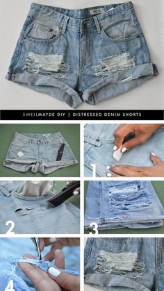 how to diy distressed denim shorts