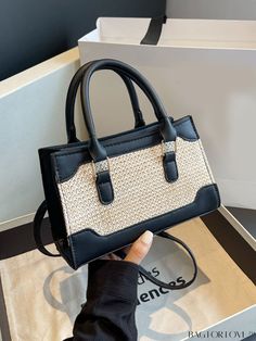 BagForLove - Versatile Color-block Classic Tote Bag: Fashionable Womens Crossbody for Casual & Commute Product Description Color Black Type Square Bag Pattern Type Colorblock Material PU Details Pictures Similar Products h2 { text-align: center; } /* æ¢è¡ */ li{ white-space: normal; word-break: break-all; word-wrap: break-word; } .red-box { width: 100%; display: flex; flex-direction: row; flex-wrap: wrap; justify-content: center; } .red-box > div { width: 190px; height: 250px; margin: 10px; } .red-box > div > a > img { width: 190px; height: 250px; } .size-box { width: 100%; margin: auto; white-space: nowrap; } .table { border-collapse: collapse; border-spacing: 0; width: 100%; table-layout: fixed; } tr, td, th { border: 1px solid rgb(175, 173, 173); padding: 10px 0px; text-align: center; Casual Black Rectangular Satchel, Black Square Box Bag For Casual Use, Casual Black Box Bag With Double Handle, Black Square Box Bag For Errands, Black Square Box Bag With Handles, Trendy Black Box Bag With Handles, Rectangular Black Satchel For Errands, Black Rectangular Satchel For Errands, Casual Black Box Bag With Handles