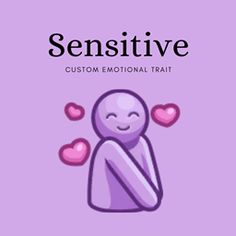 an image of a cartoon character with hearts around him and the words,'sensitivee custom