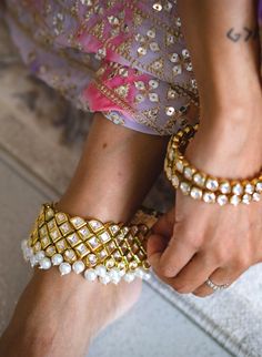 Kundan Payal - Anklet jewelry with Pearl drops Stone Work Bracelets For Diwali Reception, Stone Work Bracelets For Reception And Diwali, Traditional Meenakari Bracelets For Reception, Traditional Festive Bracelets For Reception, Temple Jewelry Style Tilla Bangle For Reception, Bollywood Bracelets For Diwali Reception, Bollywood Style Bracelets For Diwali Reception, Traditional Meenakari Bangle For Reception, Traditional Bangle For Reception And Festivals