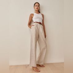 New With Tags, Never Worn Tan Linen Pants Outfit, Beige Linen Pants Outfit, Cream Linen Pants, Tan Linen Pants, Beige Linen Pants, Linen Pants Outfit, Beige Outfit, White Linen Pants, Beige Pants