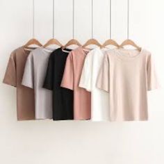 Nwot Set Of 2 Top Selling Round Neck Short Sleeve T Shirt From Korea Extra Soft, New Never Worn, White And Peach/Light Coral, Dik Vest, Linen Summer Outfits, Tshirt Photography, Diy Vetement, Outfit Chic, Coffee Black, Clothing Photography, Clothes Rack, Loose Tops