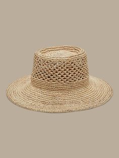 Crochet Straw Hat | Banana Republic Hat Silhouette, Macrame Bags, Bucket Hat Pattern, Straw Bucket Hat, Raffia Crochet, Raffia Hat, Macrame Bag, Open Weave, Wide Brimmed Hats