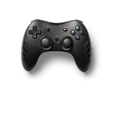 a close up of a game controller on a white background