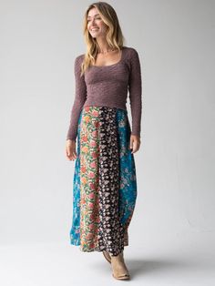 Boho Skirt Outfit Winter, 2024 Wishlist, Mixed Prints, Effortless Outfit, Tiered Maxi Skirt, Square Neck Top, Live Happy, Natural Life, Feminine Beauty