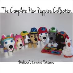 the complete paw puppies collection is made with crochet and includes several dogs