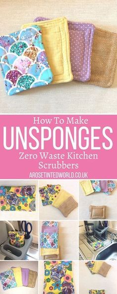 the instructions for how to make unsponges zero waste kitchen scrubbers