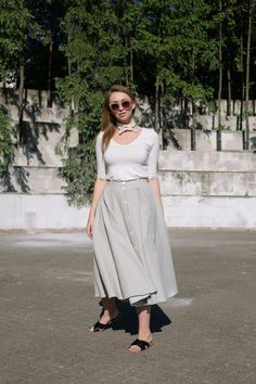 Long linen skirt is classic wardrobe item. This voluminous full circle 1950's inspired flattering skirt is with button fastening in front and side seam pockets. For a feminine look, pair it with linen blouse and  high heels , for everyday look, pair it with simple t-shirt, denim jacket and sneakers. Made from locally manufactured pre-washed linen fabric.  SKIRT DETAILS: ●  Fabric: 100% midweight washed linen (185-210 g/m Oeko-Tex certified linen. ● Color: Zig zag. ( You can choose a different co Cotton Full Skirt With Buttons, Classic Midi-length Bottoms For Summer, Classic Midi Skirt For Summer, Full Skirt With Button Closure For Summer, Classic Summer Midi Skirt, Summer Full Skirt With Button Closure, Classic Maxi Skirt For Summer Workwear, Classic Beige Skirt For Summer, Classic Full Skirt For Summer