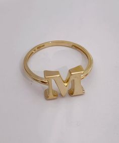 NEW-14k Solid Yellow Gold Initial M Ring Anillo Women-RGZ3511M Ring for initial M Average Weight:   2.2 g Size:  7 M Ring, Gold Initial Ring, Initial M, Letter Ring, Average Weight, Initial Ring, Gold Initial, Solid Yellow, Gold Material