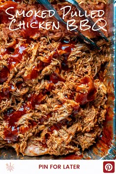 Shredded pulled chicken drizzled with bbq sauce Smoked Sandwich Recipes, Smoked Meat For A Crowd, Smoked Bbq Chicken Crockpot, Pulled Smoked Chicken Recipes, Pulled Chicken Smoker, Shredded Smoked Chicken Recipes, Smoked Shredded Chicken