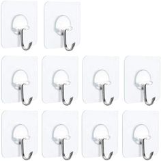 10 pack stainless steel hooks with hooks for coat and hat hangers, white