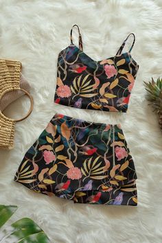 International Clothing, Estilo Hippie, Co Ord Set, Botanical Print, Intricate Design