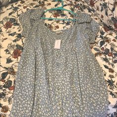 Light Blue And White Flowered Ae Dress. Size Large. Perfect/New Condition. Never Worn. Light Blue Cotton Mini Dress With Floral Print, Light Blue Floral Print Sundress For Day Out, Light Blue Floral Print Sundress For Brunch, Light Blue Floral Print Sundress For Garden Party, Blue Ditsy Floral Print Dress For Daywear, Light Blue Floral Print Mini Dress For Daywear, Light Blue Floral Mini Dress For Daywear, Eagle Dress, American Eagle Dress