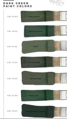 the different shades of green paint