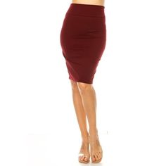 Product Description: Strike the perfect balance between elegance and comfort with our Solid Pencil Skirt, tailored to accentuate your silhouette. This classic piece features a prominent banded waist for a touch of bold sophistication and a figure-flattering look. With its comfortable stretch fabric, this skirt moves with you, making it perfect for a day at the office or an evening out. The skirt's length, approximately 26 inches from waist to hem, falls to the knee, offering a professional and p High Rise Denim Skirt, Moa Collection, Formal Tops, High Waisted Flares, Long Maxi Skirts, Slip Skirt, Midi Skirt Pencil, Women Midi, Skirt Design