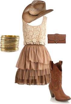 Love this outfit but without the hat and boots, maybe with some tan ankle booties instead? Vestidos Country, Country Girl Dresses, Country Style Wedding Dresses, Mode Rockabilly, Dress And Boots, Cute Cowgirl Outfits, Country Style Wedding, Cute Country Outfits