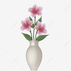 a white vase with pink flowers in it