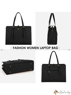 BirdinBag - 15.6 Inch Waterproof Leather Laptop Tote Bag: Stylish, Professional and Spacious Trendy Black Laptop Bag For Office, Black Shoulder Bag With Laptop Sleeve, Trendy Black Office Laptop Bag, Business Laptop Bag In Faux Leather, Business Laptop Bag With Faux Leather, Trendy Black Laptop Bag For Business, Trendy Black Business Laptop Bag, Trendy Black Bag With Laptop Sleeve, Trendy Black Bags With Laptop Sleeve