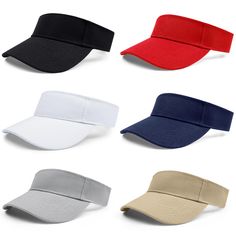 PRICES MAY VARY. 【PREMIUM MATERIAL】The sun visor hats is made of polyester, lightweight, breathable, sweat-absorbent, sun-proof and durable, great for outdoor sports, keep the sun out of your eyes. Hand wash is recommended. 【VISOR HATS SIZE】One size fits most people, the length of brim is about 3", the height of forehead is about 2.3", the height of the brim gradually decreases from front to back. The adjustable closure on the back of the hat, allows you to freely adjust (from 22" to 23.6") acco Half Hats For Women, Sun Visor Hat, Outdoor Cap, Cap Hats, Sun Protection Hat, Marketing Collateral, Play Tennis, Visor Hats, Structure Design