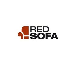 the red sofa logo is shown in black and orange, with an orange chair behind it