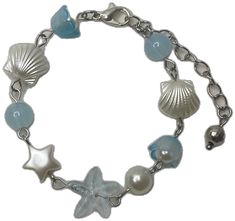 Silver Adjustable Strand Beaded Bracelets, Adjustable Silver Beaded Strand Bracelets, Adjustable Silver Beaded Bracelet With Starfish Charm, Handmade Silver Beaded Bracelets Ocean-inspired, Blue Beaded Bracelet With Starfish Charm, Ocean-inspired Silver Beaded Bracelets, Adjustable Blue Bracelets With Starfish Charm, Silver Beaded Ocean-inspired Bracelets, Blue Bracelets With Starfish Charm Ocean-inspired