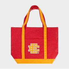 Brand New Description: Two Color Screen Printed Logo Red With Gold Ee Pockets Midsize Canvas Tote Red Canvas Bags For Errands, Red Canvas Bag For Errands, Eric Emanuel, Hot Sneakers, Jordan Retro, Print Logo, Canvas Tote, Red Yellow, Trading Cards