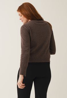 Soft and cozy – this wool knit nursing sweater has an overlapping front layer that pulls to the side, allowing easy nursing access. Its boxy fit and classic crew neckline make it a timeless design to love forever. Wear it over one of our classic nursing tops for an unbeatable combination of comfort and convenience while breastfeeding.


Fine knit wool, 12 gauge
Sustainable materials: 80% organic wool and 20% polyamide
Made in Morocco by Kiron
Length from shoulder: 54 cm in size M
Machine wash: w Fitted Fine Knit V-neck Sweater For Layering, Cozy Cashmere Tops For Layering, Fall Cashmere Knit Top For Layering, Fall Layering Cashmere Knit Top, Versatile Fine Knit Sweater For Layering, Brown Cashmere Tops For Layering, Snug Soft Knit Tops For Layering, Cozy Merino Wool Tops For Layering, Cozy Merino Wool Top For Layering