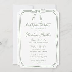 a wedding card with the words, she's tying the knott on it