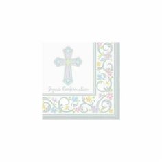 Amscan 719422 Blessed Day Luncheon Napkin Confirmation Mid Count Pack