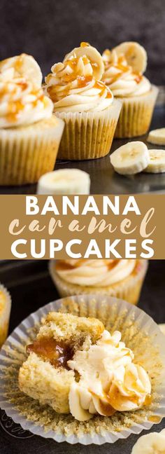 banana caramel cupcakes with maple filling