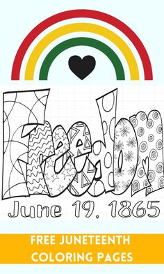 the free coloring page for june 19, 2013 with an image of a rainbow in the background