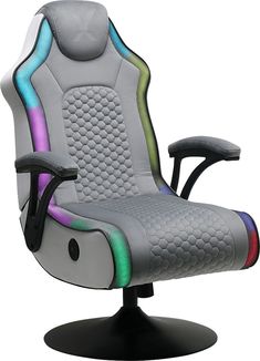 Whether you're all about RPGs or much prefer Sandbox mode, the Hi Score XP gaming chair upgrades your style to a whole new level! With a seat upholstered with soft fabric in a dark gray color overtop a large steel pedestal, this piece features a couple of must-have components for game time: USB-A and USB-C ports on the side of the chair are perfect for powering up some of your favorite electronic devices while an on/off switch powers up the LED lights for a symphony of beautiful colors that work in sync with your game to level-up the experience. Upholstery: 100% Polyester. The chair can pair with most major gaming systems. Kids Gaming Chair, Room Finds, Dark Gray Color, Gaming Chairs, Fasion Outfits, Mattress Bedroom, Rooms To Go, In Sync, Dark Grey Color