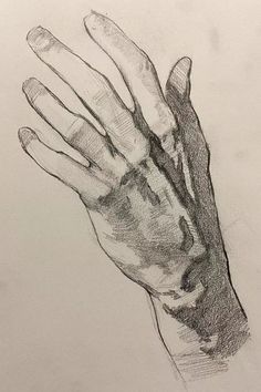 a pencil drawing of a hand holding something