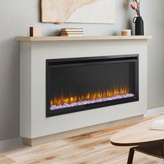 an electric fireplace in a living room