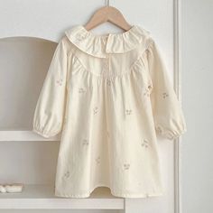 Long Sleeve Flower Embroidered Dress Material: Cotton True to size, please take your normal size. Flower Embroidered Dress, Baby Girls Dress, Spring Kids, Elegant Fabric, Dress Autumn, Made Clothing, Dress Purchase, Accessories Jacket, Dress Material